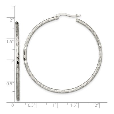 Stainless Steel 49mm Textured Hoop Earrings – view 6