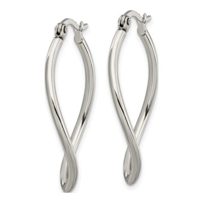 Stainless Steel Wavy Hoop Earrings – view 4