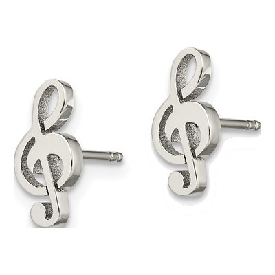 Stainless Steel Treble Clef Stud Earrings – view 4