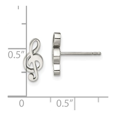 Stainless Steel Treble Clef Stud Earrings – view 6