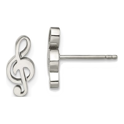Stainless Steel Treble Clef Stud Earrings