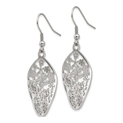 Stainless Steel Flower Dangle Earrings – view 4