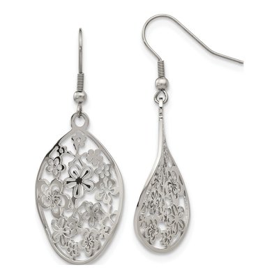 Stainless Steel Flower Dangle Earrings