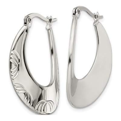 Stainless Steel Textured Half Circle Hoop Earrings – view 4