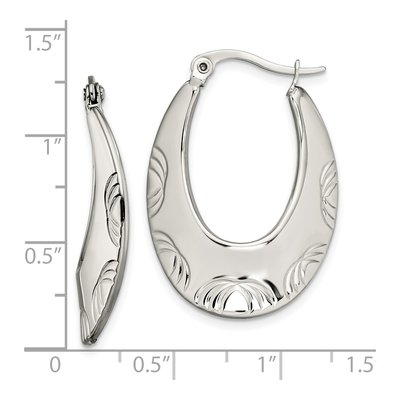 Stainless Steel Textured Half Circle Hoop Earrings – view 6