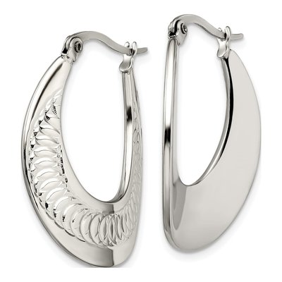 Stainless Steel Swirl Hoop Earrings – view 4
