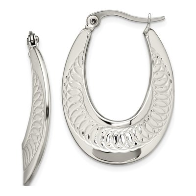 Stainless Steel Swirl Hoop Earrings