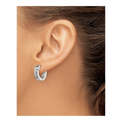 Stainless Steel Cross Huggie Hoop Earrings – view 5
