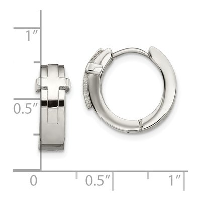 Stainless Steel Cross Huggie Hoop Earrings – view 6