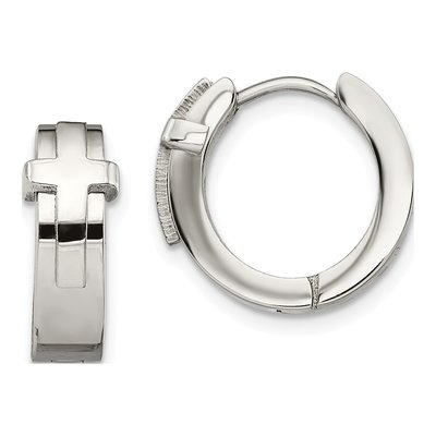 Stainless Steel Cross Huggie Hoop Earrings