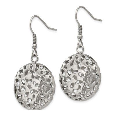 Stainless Steel Puffed Cut-Out Dangle Earrings – view 4