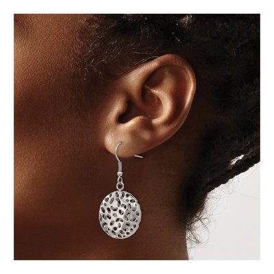 Stainless Steel Puffed Cut-Out Dangle Earrings – view 5