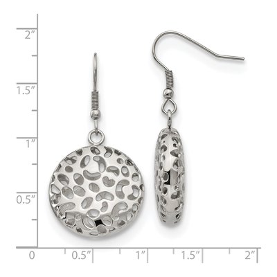 Stainless Steel Puffed Cut-Out Dangle Earrings – view 6