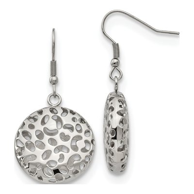 Stainless Steel Puffed Cut-Out Dangle Earrings