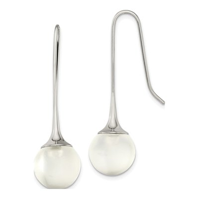 Stainless Steel Glass Ball Shepherd Hook Dangle Earrings