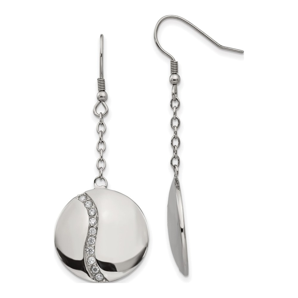 Stainless Steel CZ Dangle Earrings