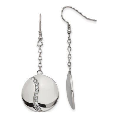 Stainless Steel CZ Dangle Earrings