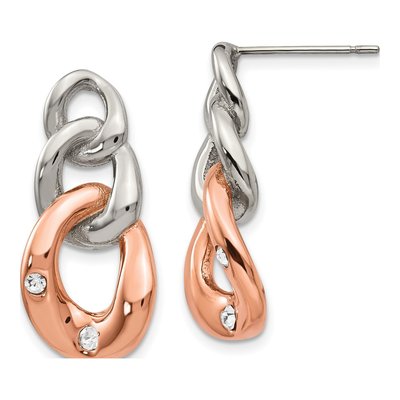 Stainless Steel Crystal Dangle Earrings