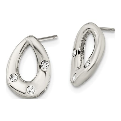 Stainless Steel Crystal Teardrop Stud Earrings – view 4