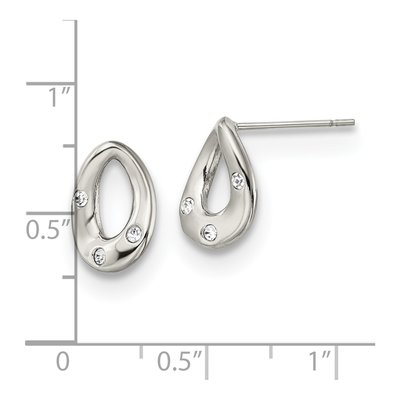 Stainless Steel Crystal Teardrop Stud Earrings – view 6