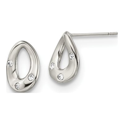Stainless Steel Crystal Teardrop Stud Earrings