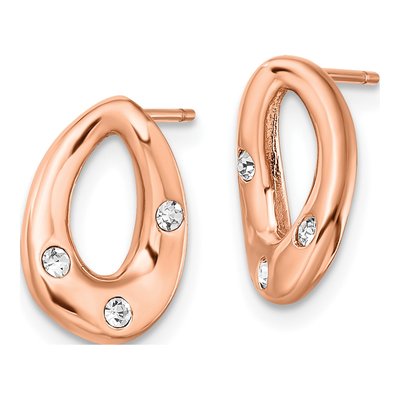 Stainless Steel Crystal IP Teardrop Stud Earrings – view 4