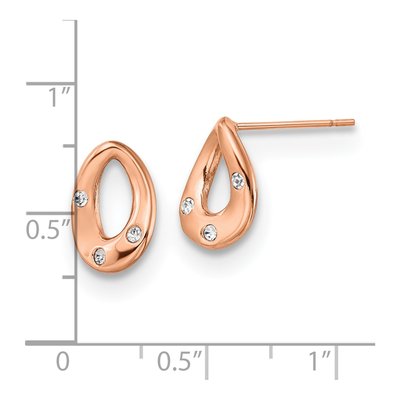 Stainless Steel Crystal IP Teardrop Stud Earrings – view 6