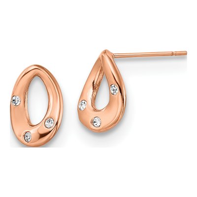 Stainless Steel Crystal IP Teardrop Stud Earrings