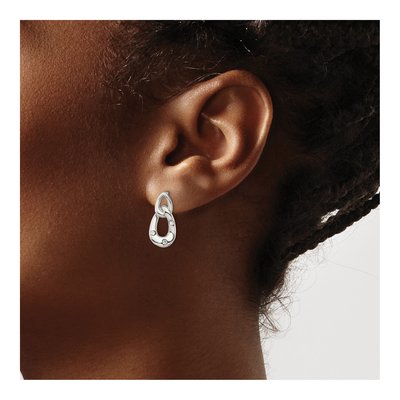 Stainless Steel Crystal Two Loop Dangle Earrings – view 5