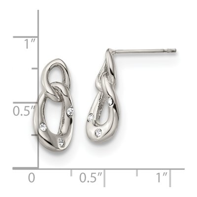 Stainless Steel Crystal Two Loop Dangle Earrings – view 6