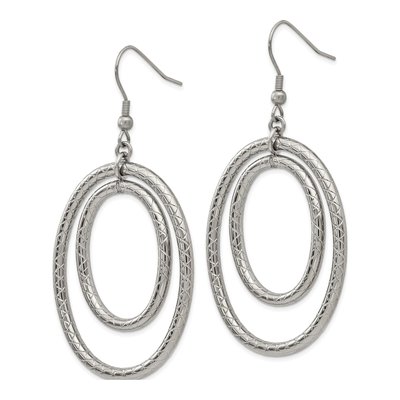Stainless Steel Double Oval Dangle Earrings – view 4
