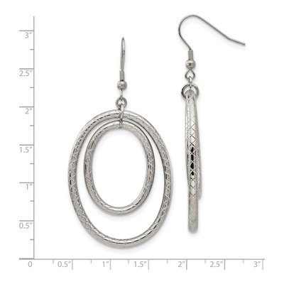 Stainless Steel Double Oval Dangle Earrings – view 6