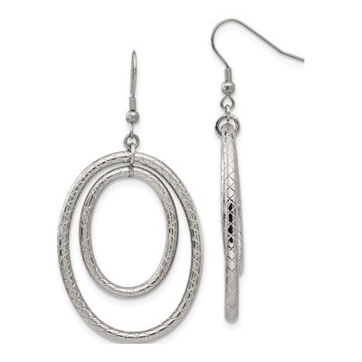 Stainless Steel Double Oval Dangle Earrings