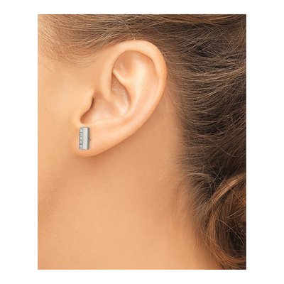 Stainless Steel CZ Bar Stud Earrings – view 5