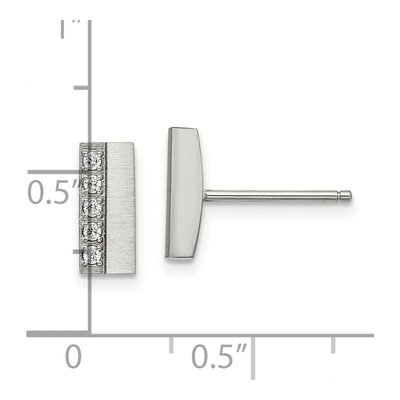 Stainless Steel CZ Bar Stud Earrings – view 6