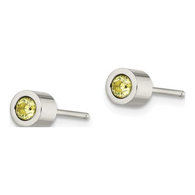 Stainless Steel CZ August Birthstone Stud Earrings – view 4