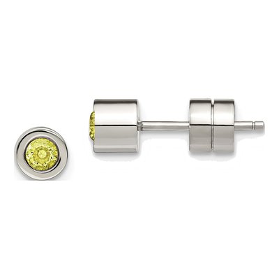 Stainless Steel CZ August Birthstone Stud Earrings