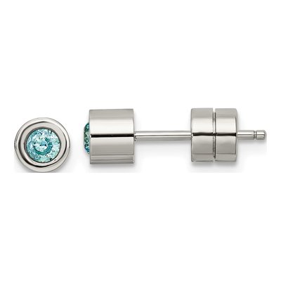 Stainless Steel CZ Stud Earrings