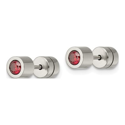 Stainless Steel CZ January Stud Earrings – view 4