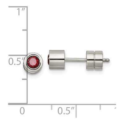 Stainless Steel CZ January Stud Earrings – view 6