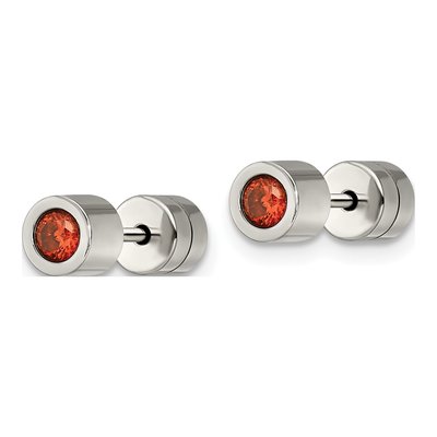 Stainless Steel CZ July Birthstone Stud Earrings – view 4