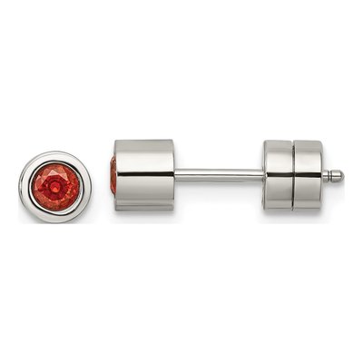 Stainless Steel CZ July Birthstone Stud Earrings