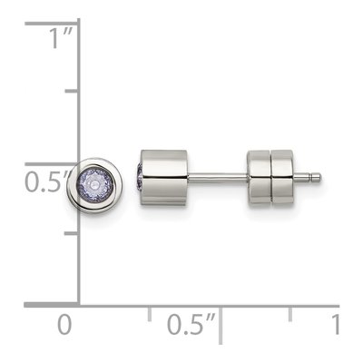 Stainless Steel CZ June Birthstone Stud Earrings – view 6