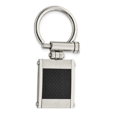 Stainless Steel Black Carbon Fiber Key Ring