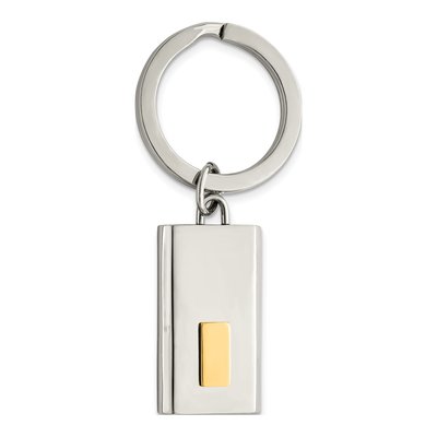 Stainless Steel Gold-Tone Key Ring