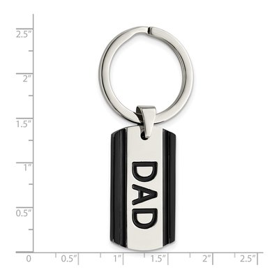 Stainless Steel Black IP Dad Key Ring – view 5