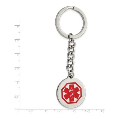 Stainless Steel Red Enamel Medical Key Ring – view 4