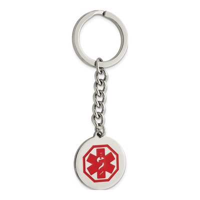 Stainless Steel Red Enamel Medical Key Ring