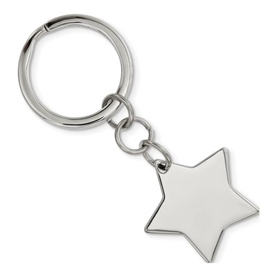 Stainless Steel Polished Star Key Ring