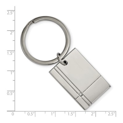 Stainless Steel CZ Key Ring – view 4